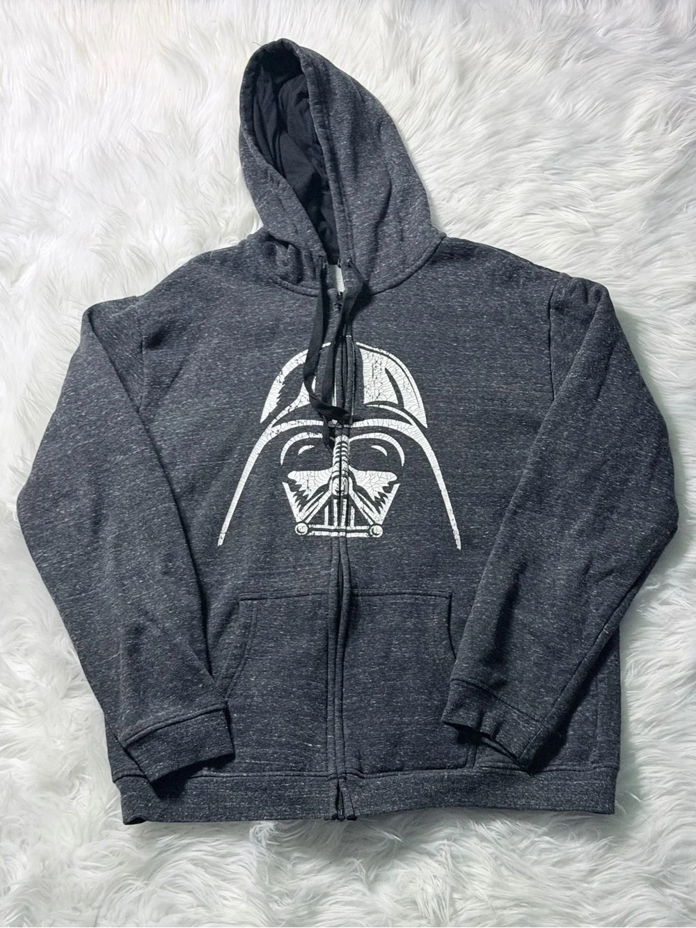 Star Wars Darth Vader Full Zip Hoodie Jacket Heather Charcoal Gray Mens 2XL